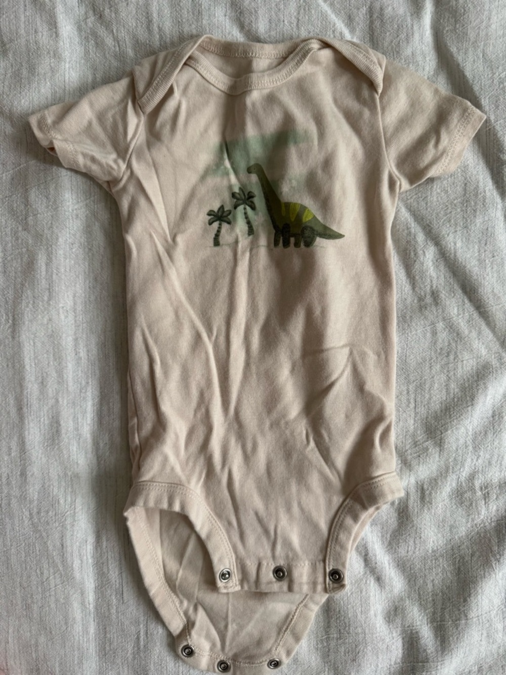 Carter's Cream Short-Sleeve Dinosaur Bodysuit with Green Print